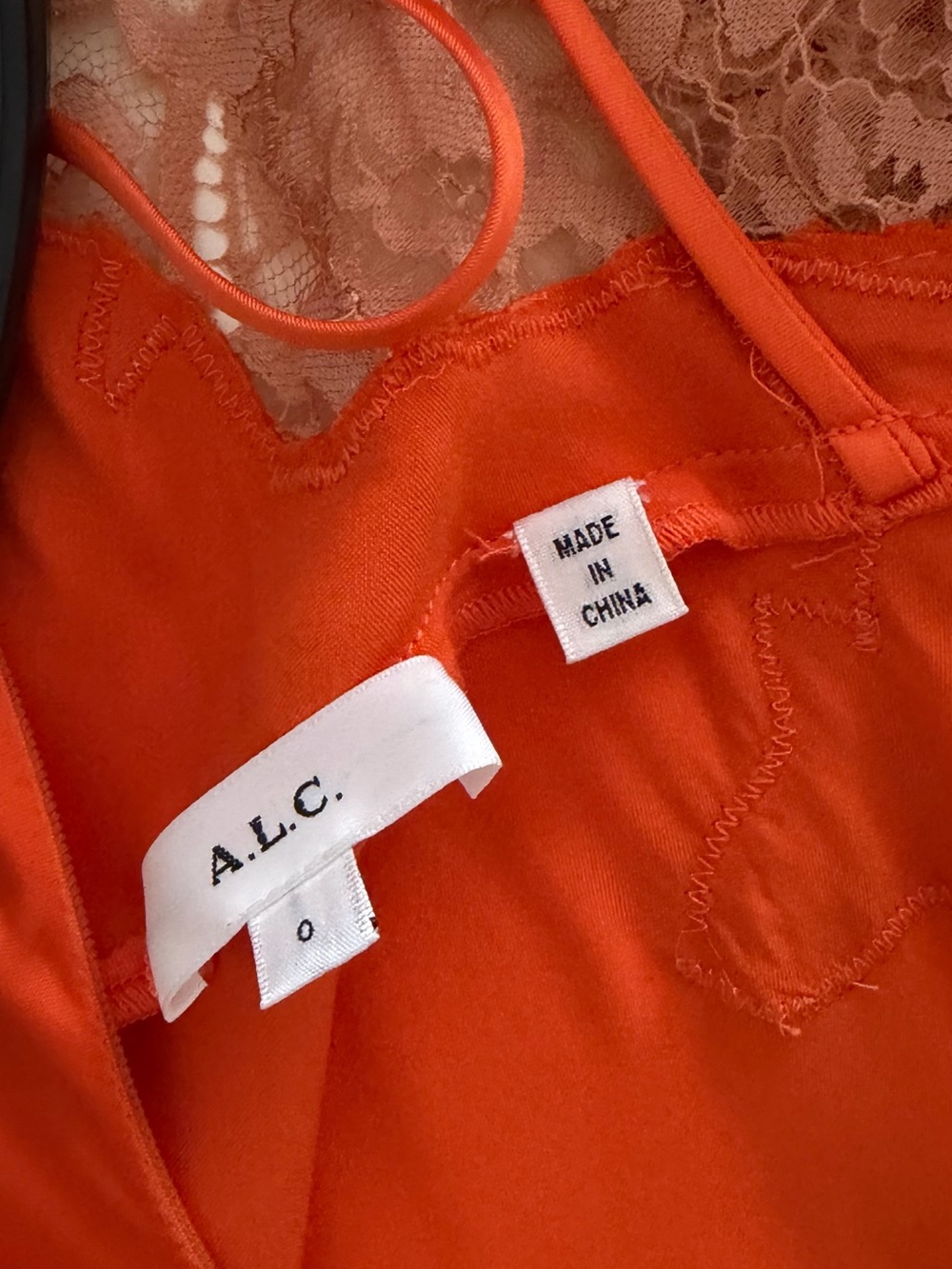 A.L.C. Orange Slip Maxi Dress with Cream Lace - Picture 6 of 10